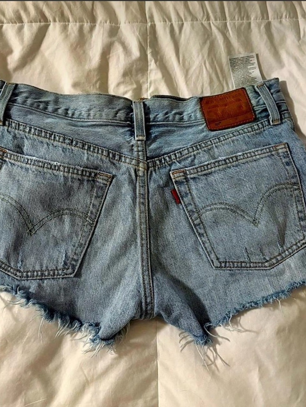 Levi's Light Blue Denim Cutoff Shorts with Frayed Hem